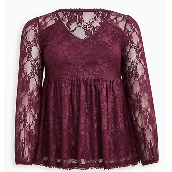 torrid Tops - BABYDOLL LACE V-NECK TOP Size 3